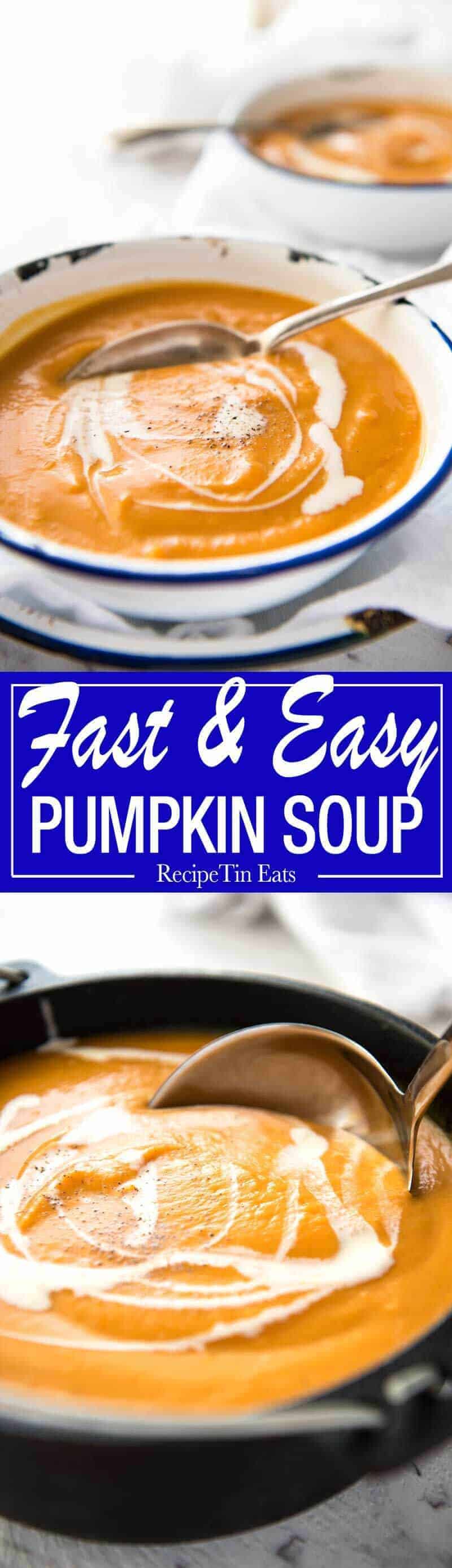 Classic Easy Pumpkin Soup - On the table in 15 minutes! Made with fresh pumpkin or butternut squash recipetineats.com